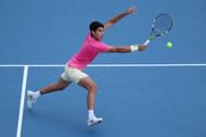 Carlos Alcaraz competes during the 2023 Miami Open.